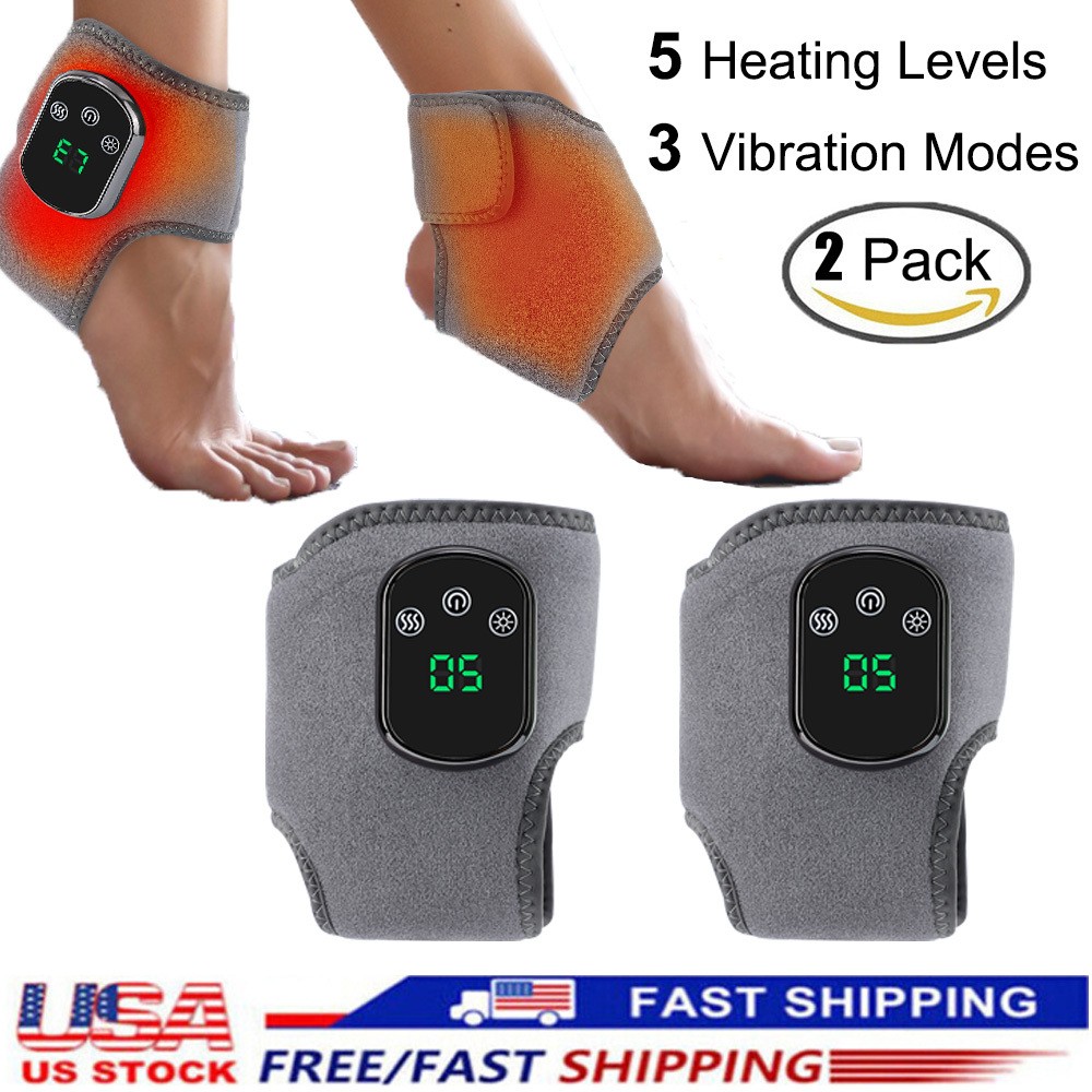 2PCS Electric Foot Ankle Massager Pain Relief 5 Heat Levels, 3 Vibration Modes