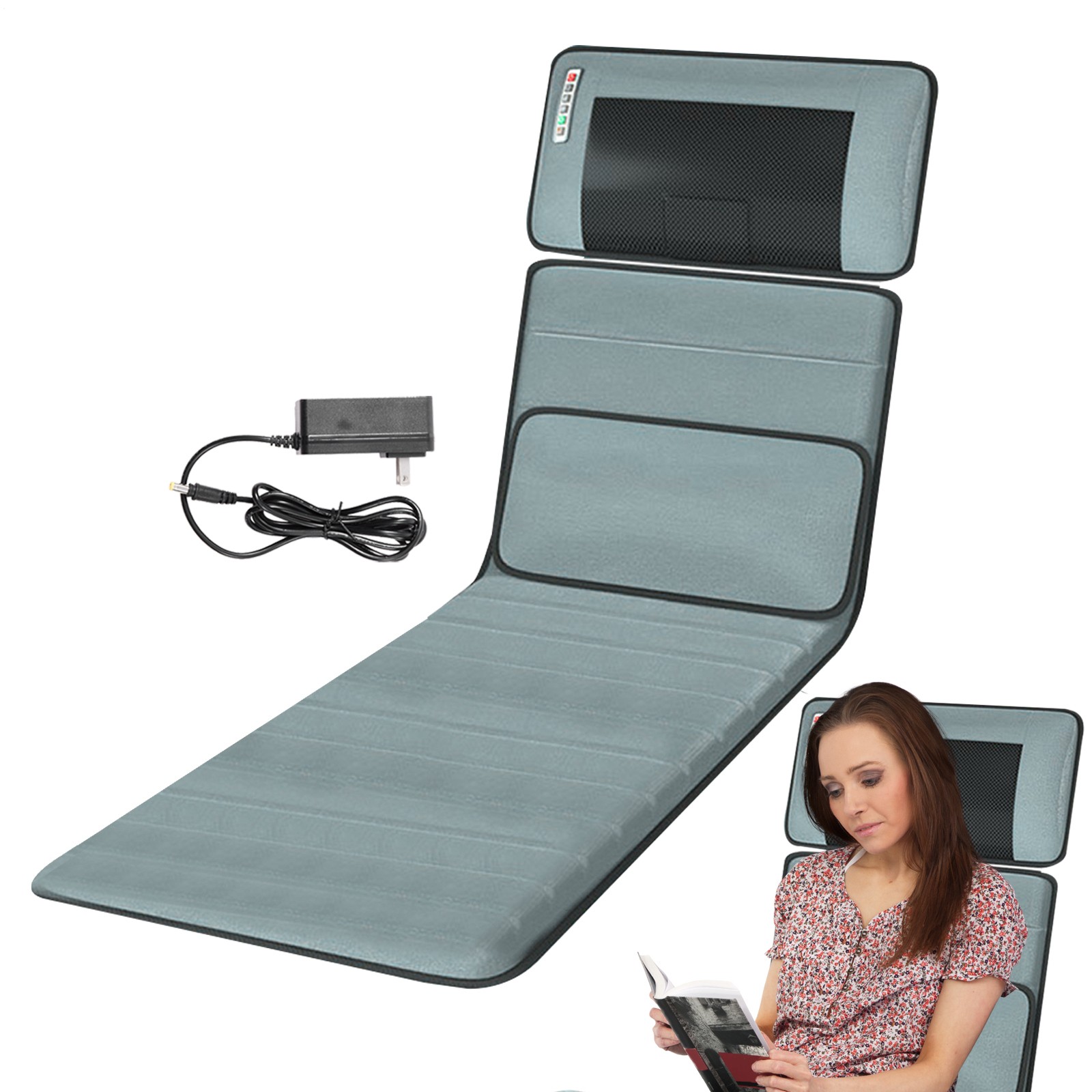 Full Body Massage Mat w/Heat Vibration Massage Pad Cushion Back Massage Gift
