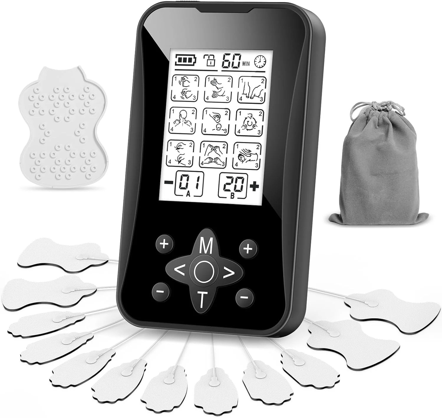 TENS Unit Muscle Stimulator 36 Modes, Rechargeable Dual Channel TENS Machine for