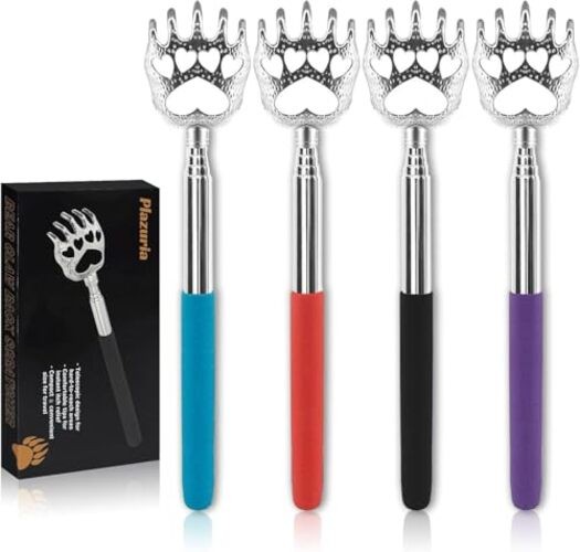 (4-Pack) Extendable Back Scratchers – Metal Claws with Telescopic Rubber