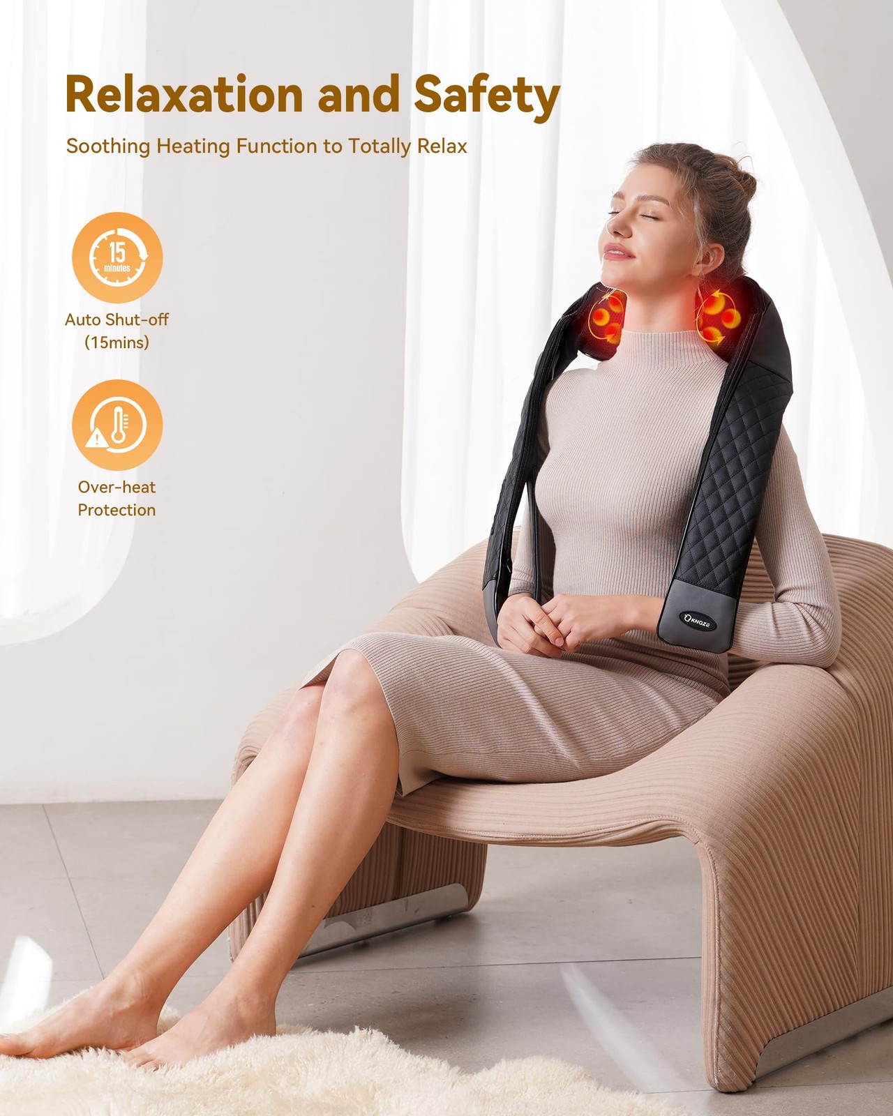 Shiatsu Neck and Back Massager with Heat, Neck and Shoulder Massager, 4D Deep Ti