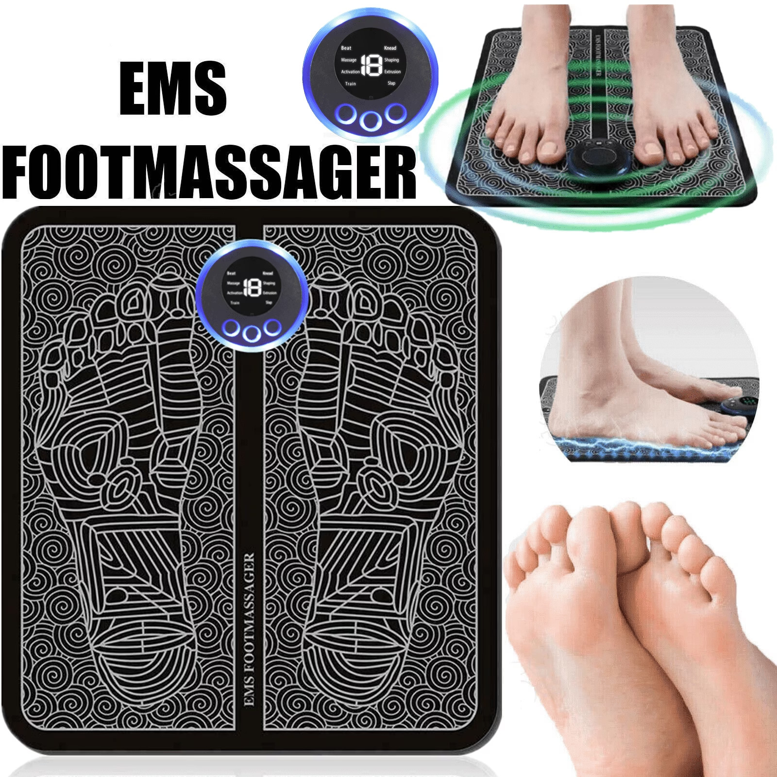 Portable Foot Massager Pad 19 Level Blood Circulation Electric Muscle Stimulator