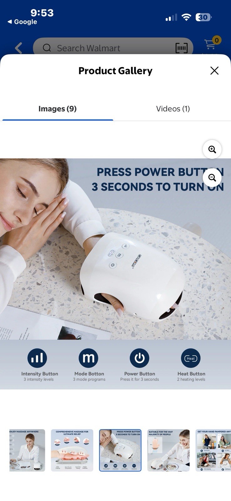 CINCOM CM-026H-BU Hand Massager w/ Heat & Compression – Open Box