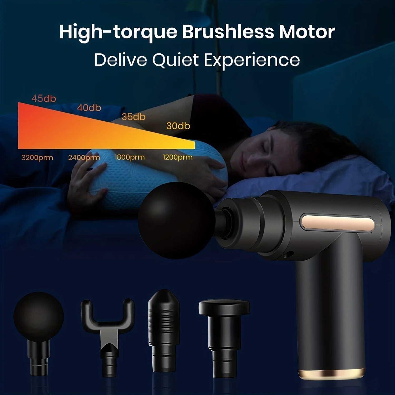 Mini Massage Gun Deep Tissue Percussion Muscle Massager | 4 Heads LCD Display