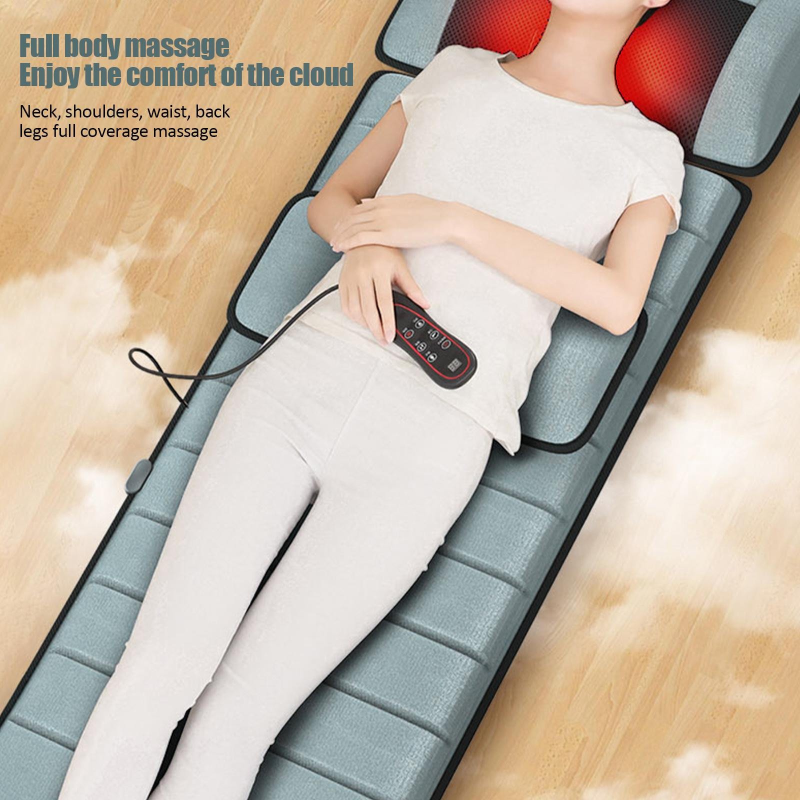Full Body Electric Massage Mat for Bed w/ Shiatsu Heated Neck Massager for Home
