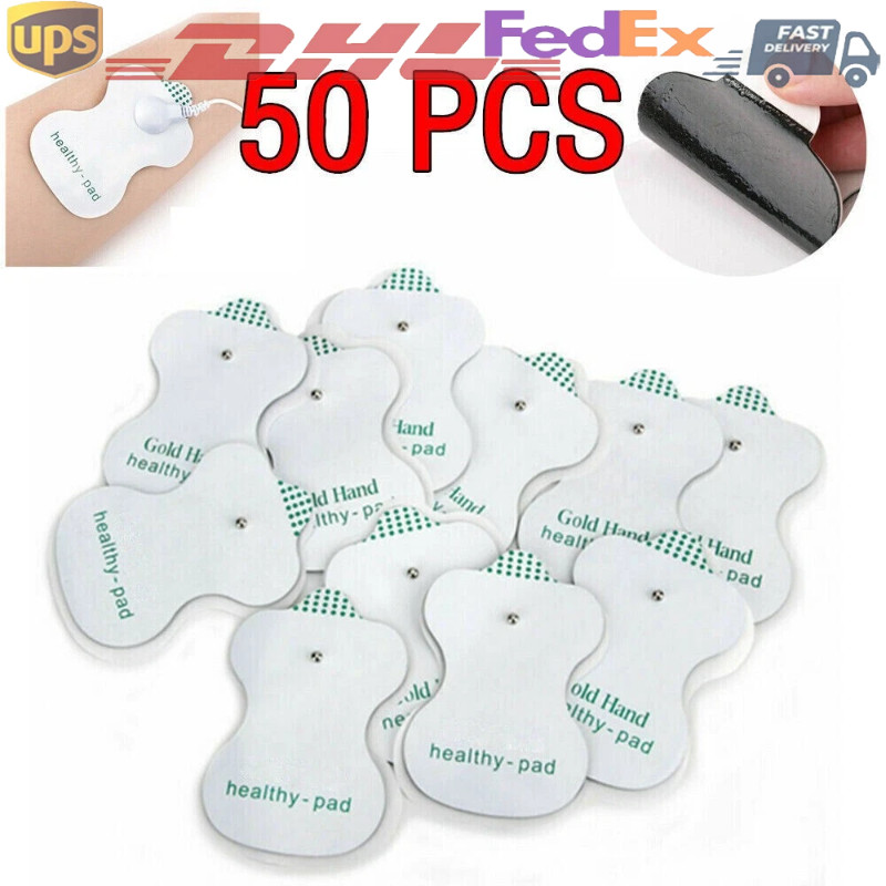 50Pcs Electrode Pads Snap On Replacement For Tens Unit Therapy Massager Heal