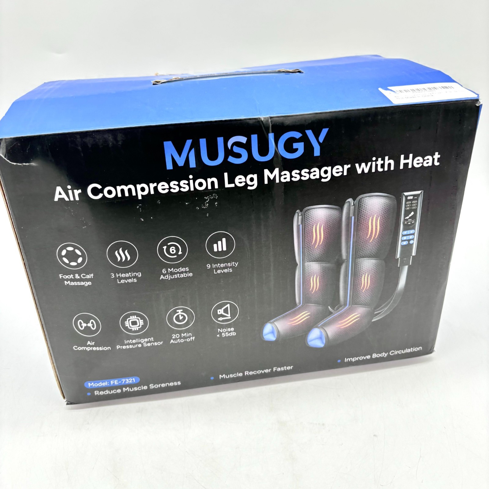 Air Compression Leg Massager with Heat for Pain Relief 30W Model FE-7321 – Black
