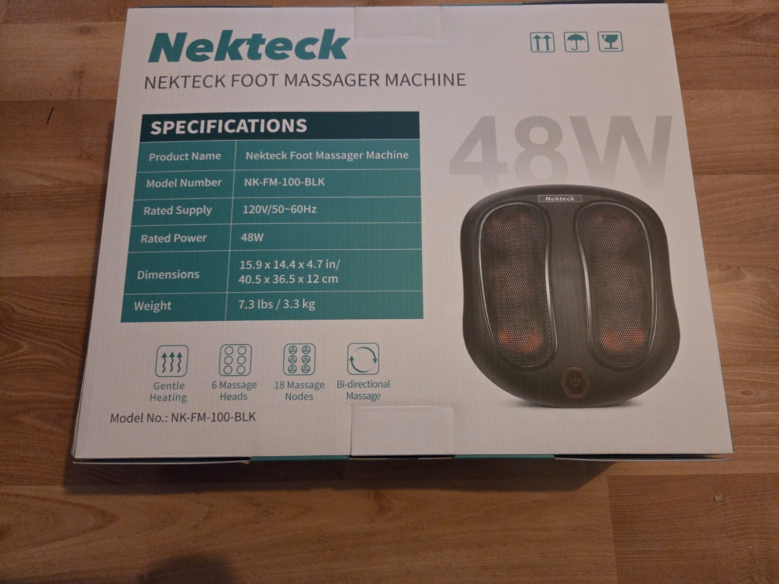 Nekteck Foot Massager with Heat, Shiatsu Heated Electric Kneading New in Box