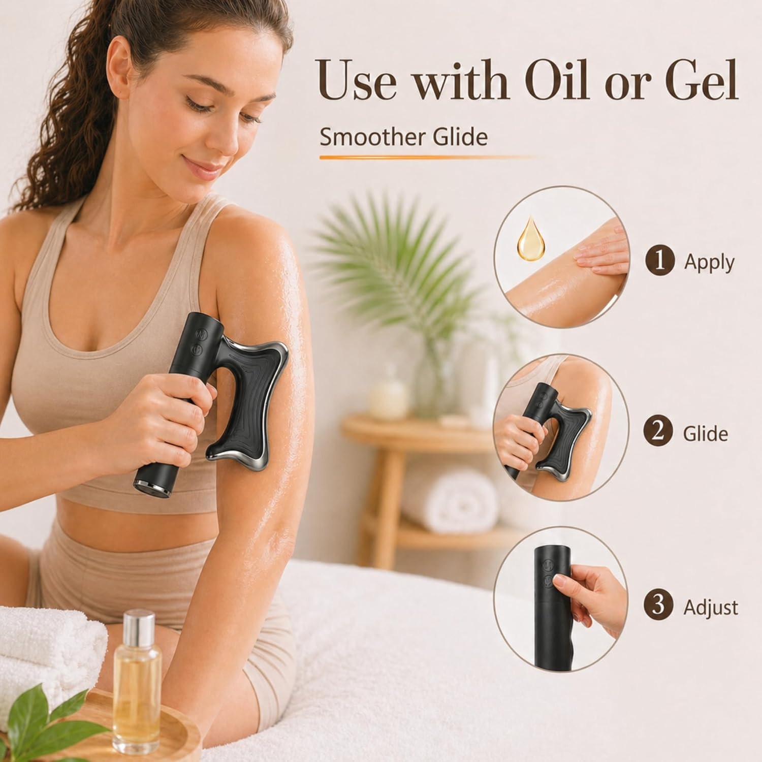 Heated Muscle Scraper Tool with Microcurrent, 100-115°F Heat & Vibration, LED Sc