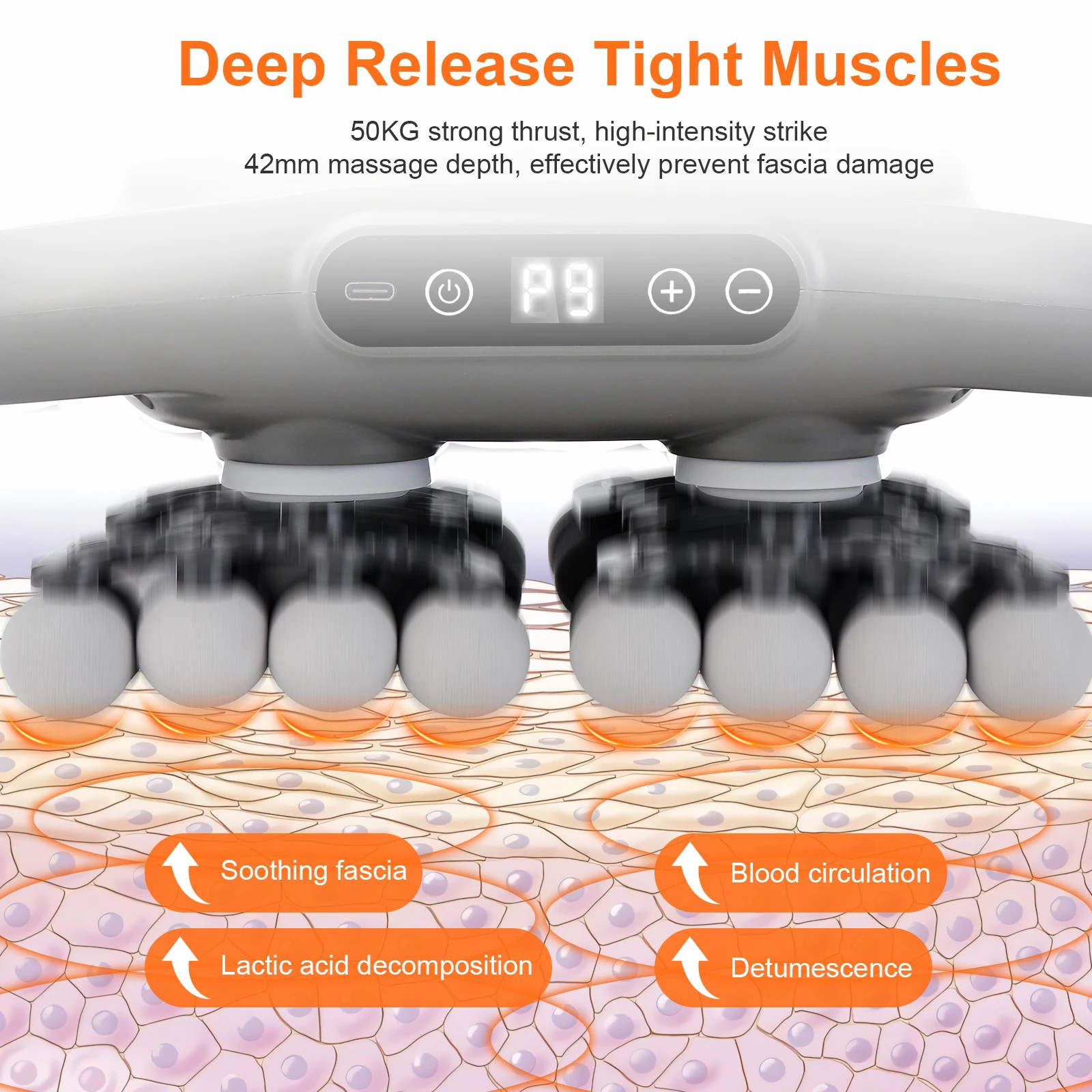 42 Heads Fascia Gun High-Frequency Vibration Deep Massage Device for Shoulder Wa