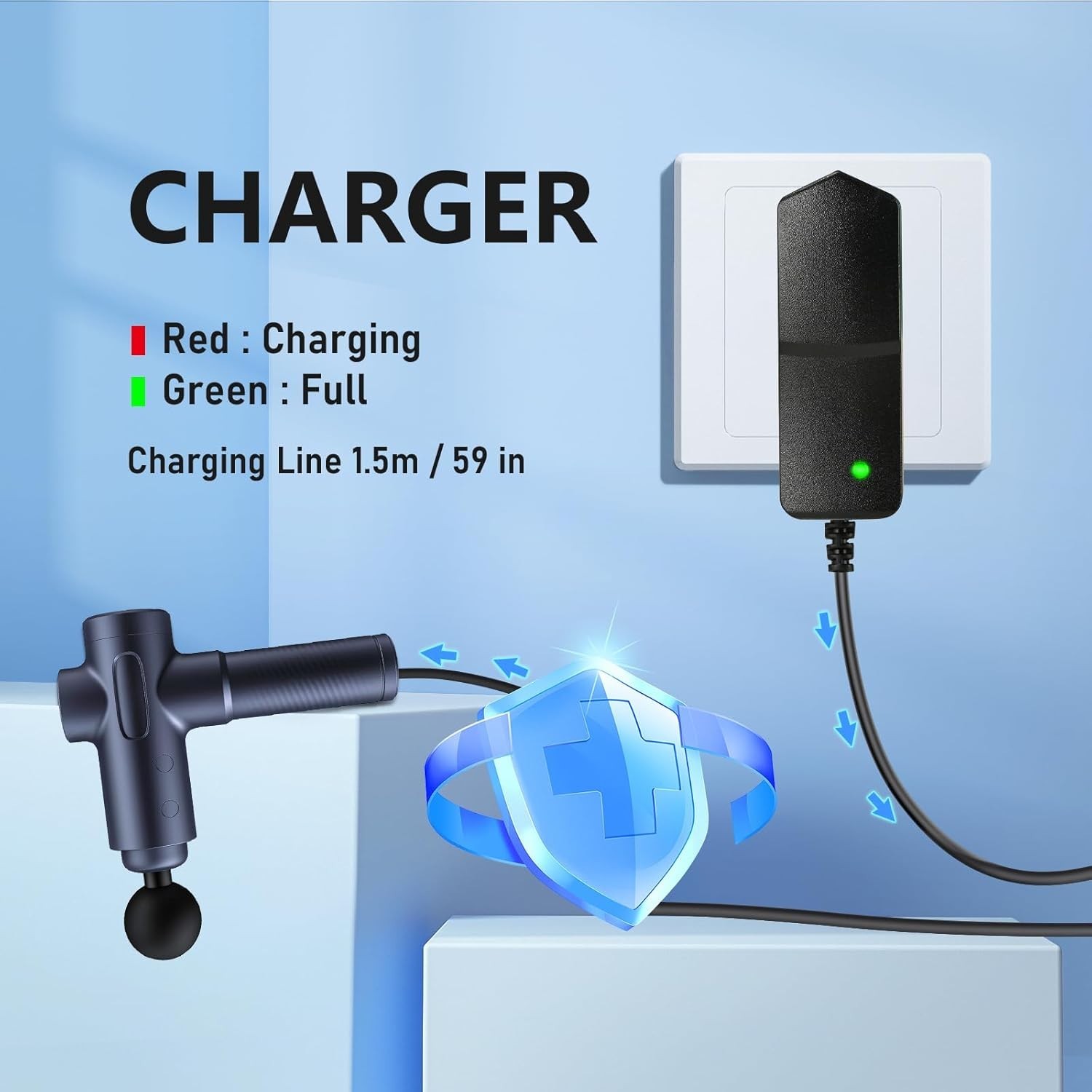 27V for Sharper Image Massage Gun Charger Compatible with Sharper Image Massage
