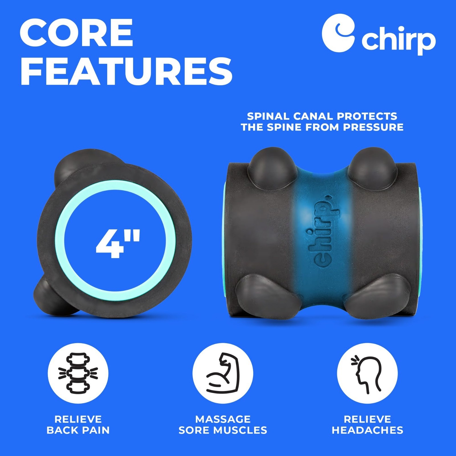 High-Density Foam Massage Roller for Neck & Headache Relief – Spinal Care, 500lb