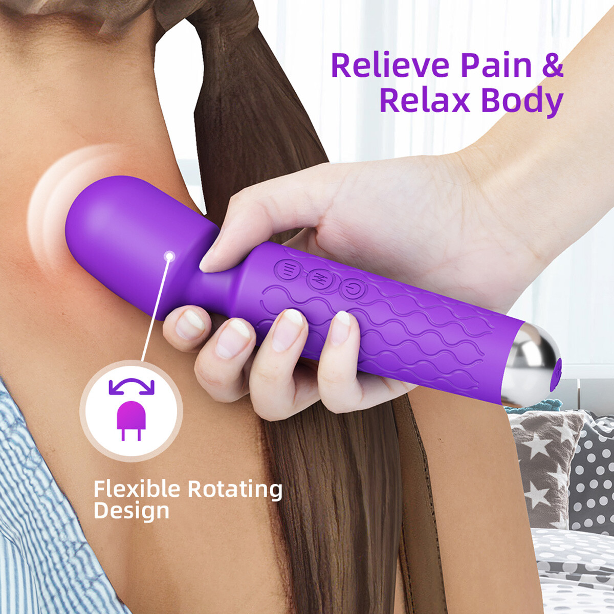 Adult Women 20 Speed Handheld Massager Vibrator Wand Vibrating Massage 5 colors