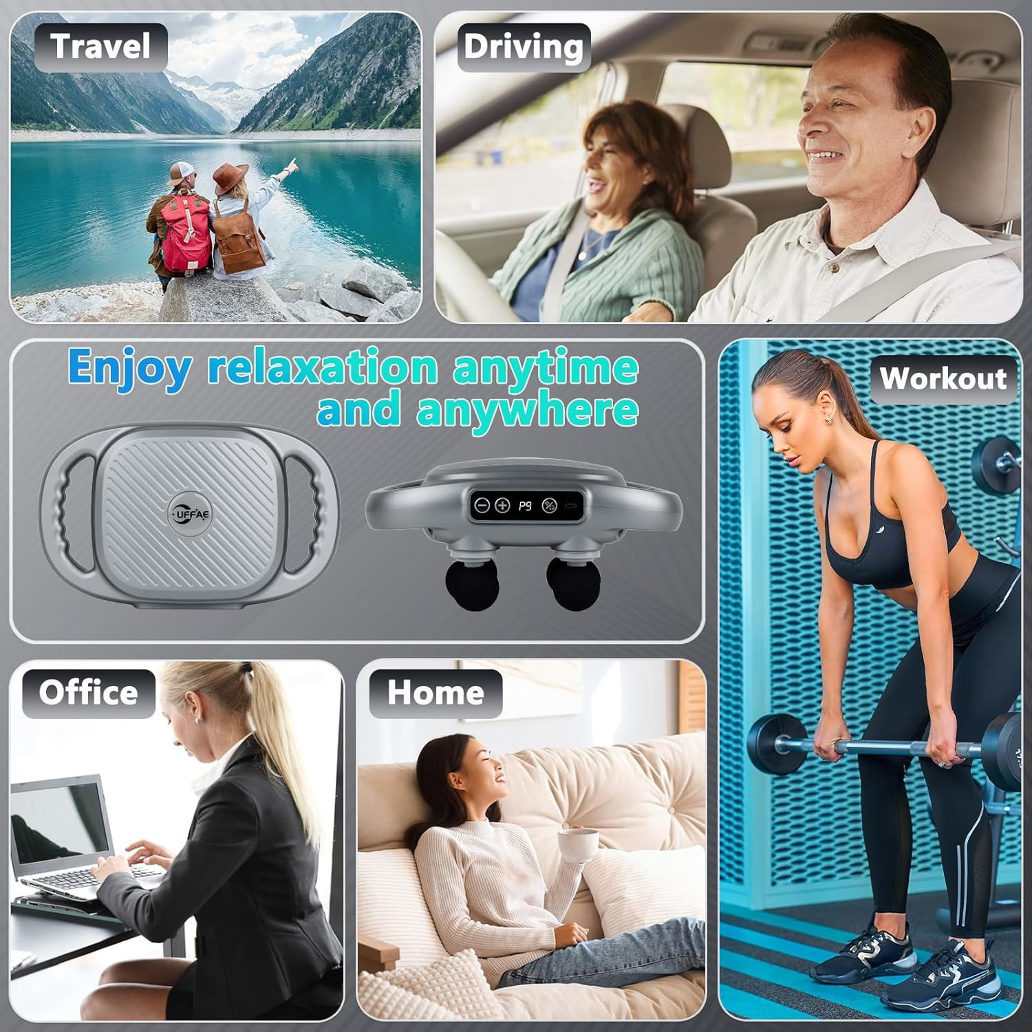 6 Head Massage Tool Deep Tissue with 9 Levels & 9 Modes, Electric Massager Tool
