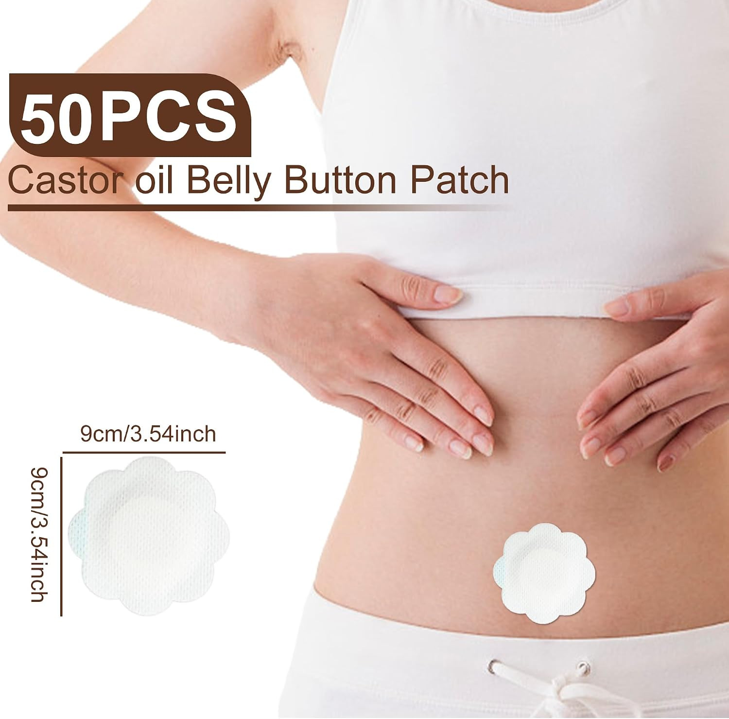 50PCS Castor Oil Patches, Castor Oil Pack Wraps Disposable Organic Cotton Self-A