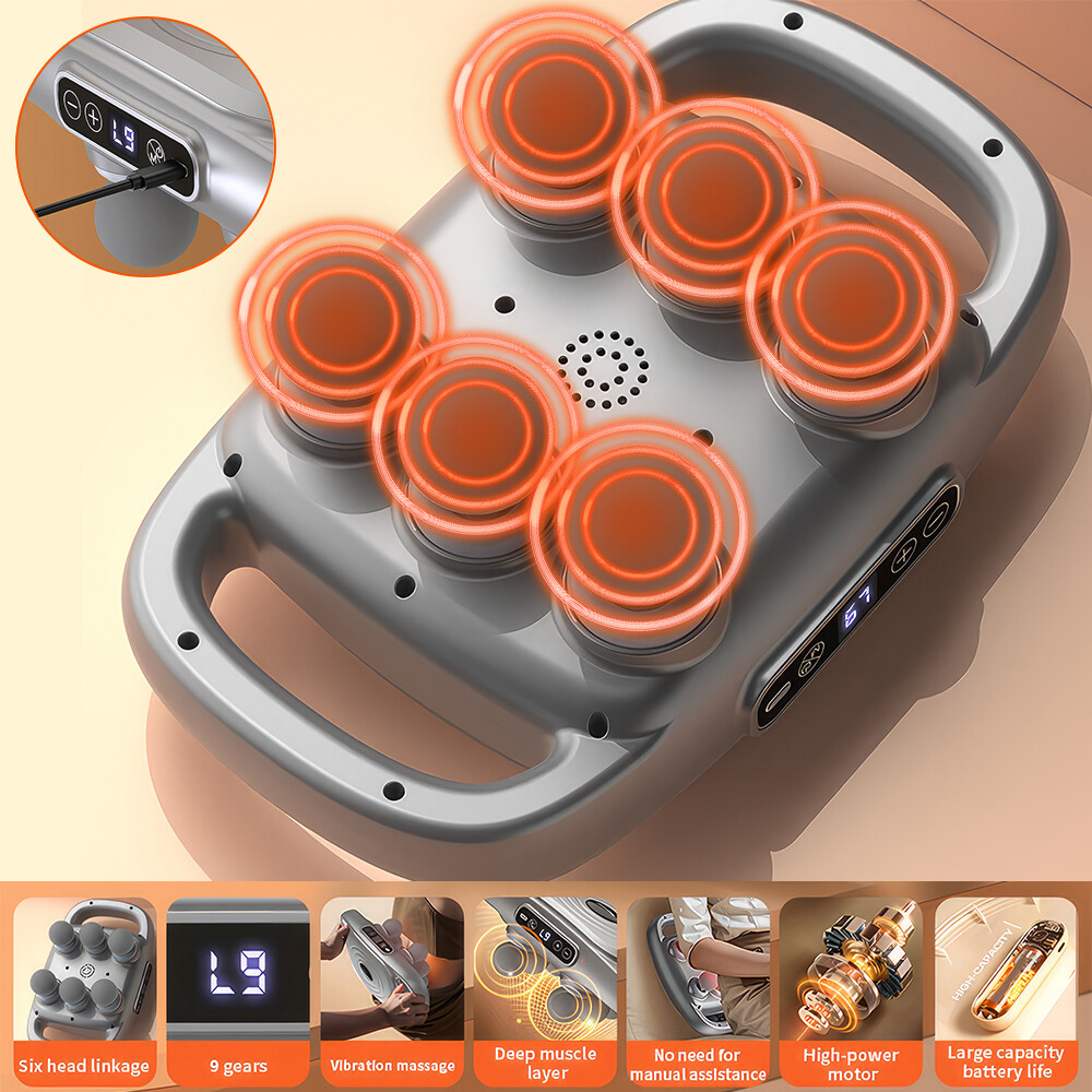 Six-head Fascia Gun Massage Gun Back and Waist Massager Massager Neck Shoulder