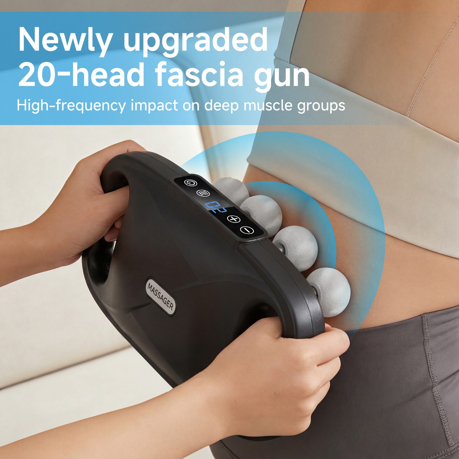 20 Head Deep Tissue Fascia Gun Electric Muscle Massager Full Body Pain Relief