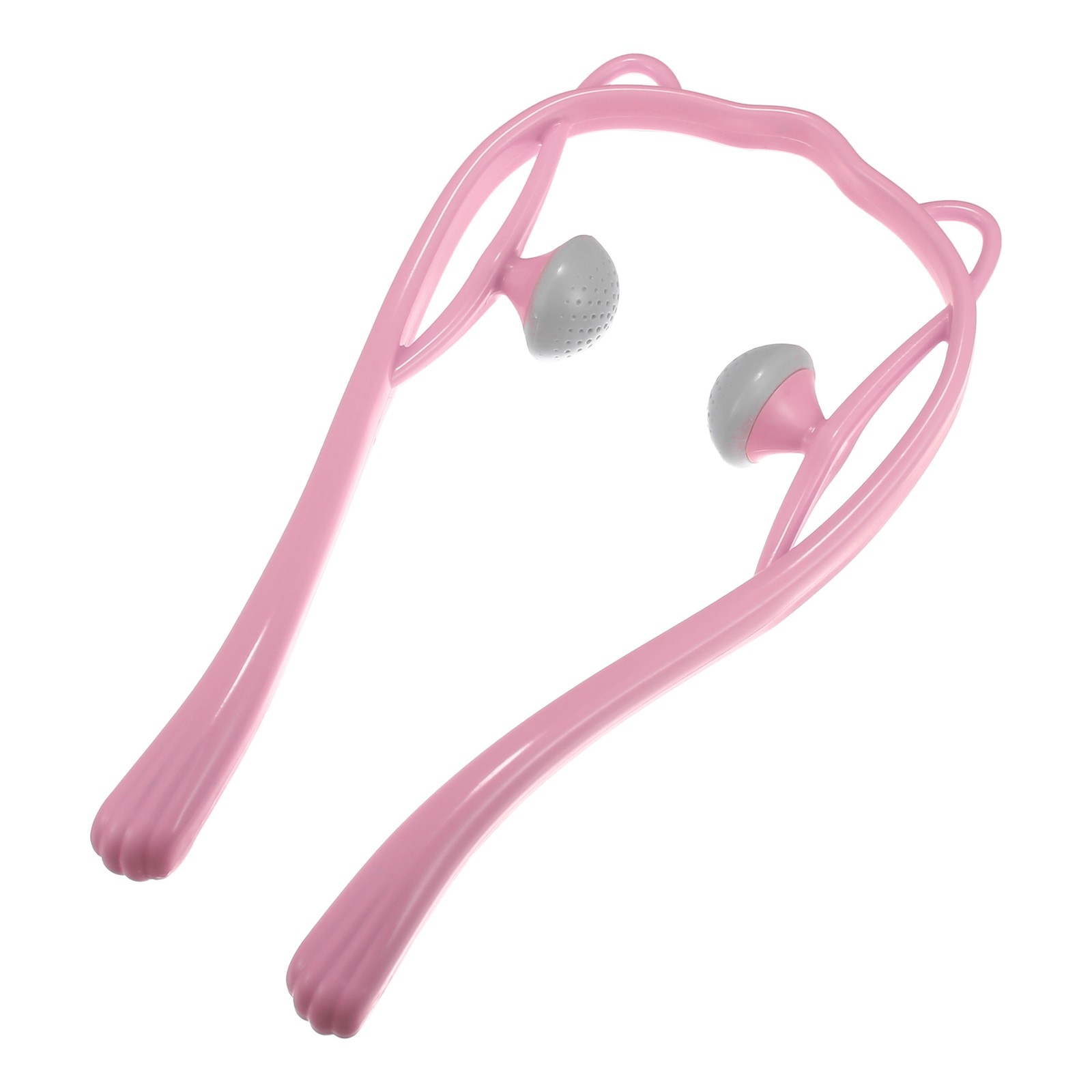 1Pcs Handheld Neck Massager with Two Trigger Points for Neck PP TPR Pink Gray