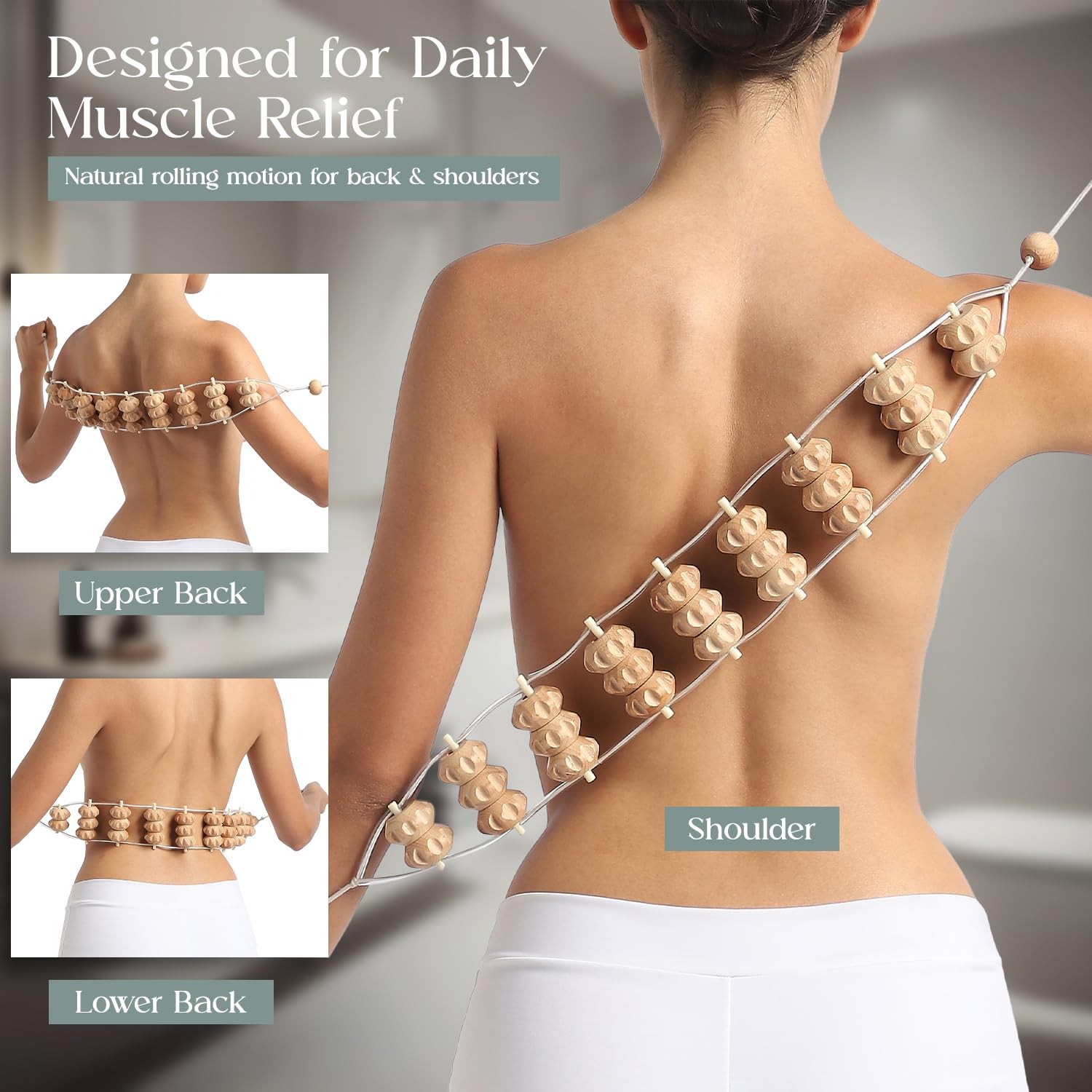 Wood Therapy Massage Tools, Lymphatic Drainage Curved Roller Stick, Neck Mass…