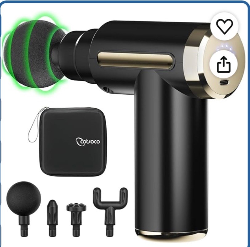 Mini Massage Gun Deep Tissue Muscle Massager 6 Speeds 4 Heads Quiet Portabl