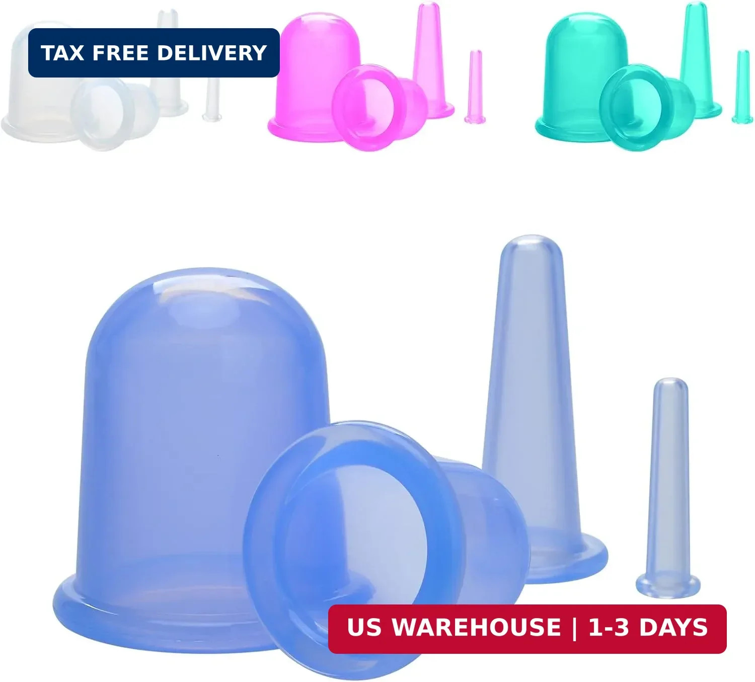 lychee Anti Cellulite Cupping Therapy Set for Family 4Pcs Silicone Vacuum Massag