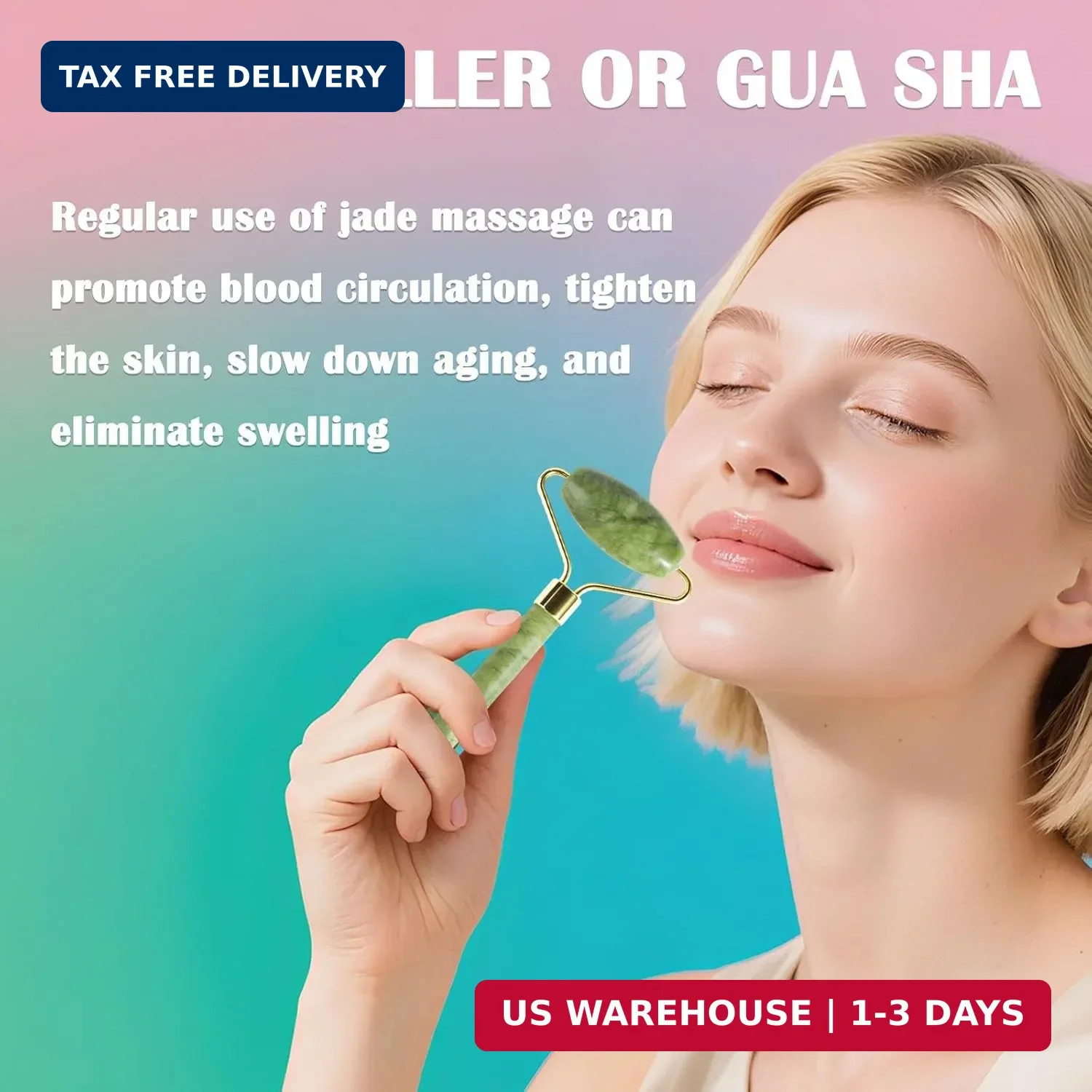 Jade Roller Gua Sha Tools – Nature Gua Sha Facial Tool Skin Tightening Face Mass