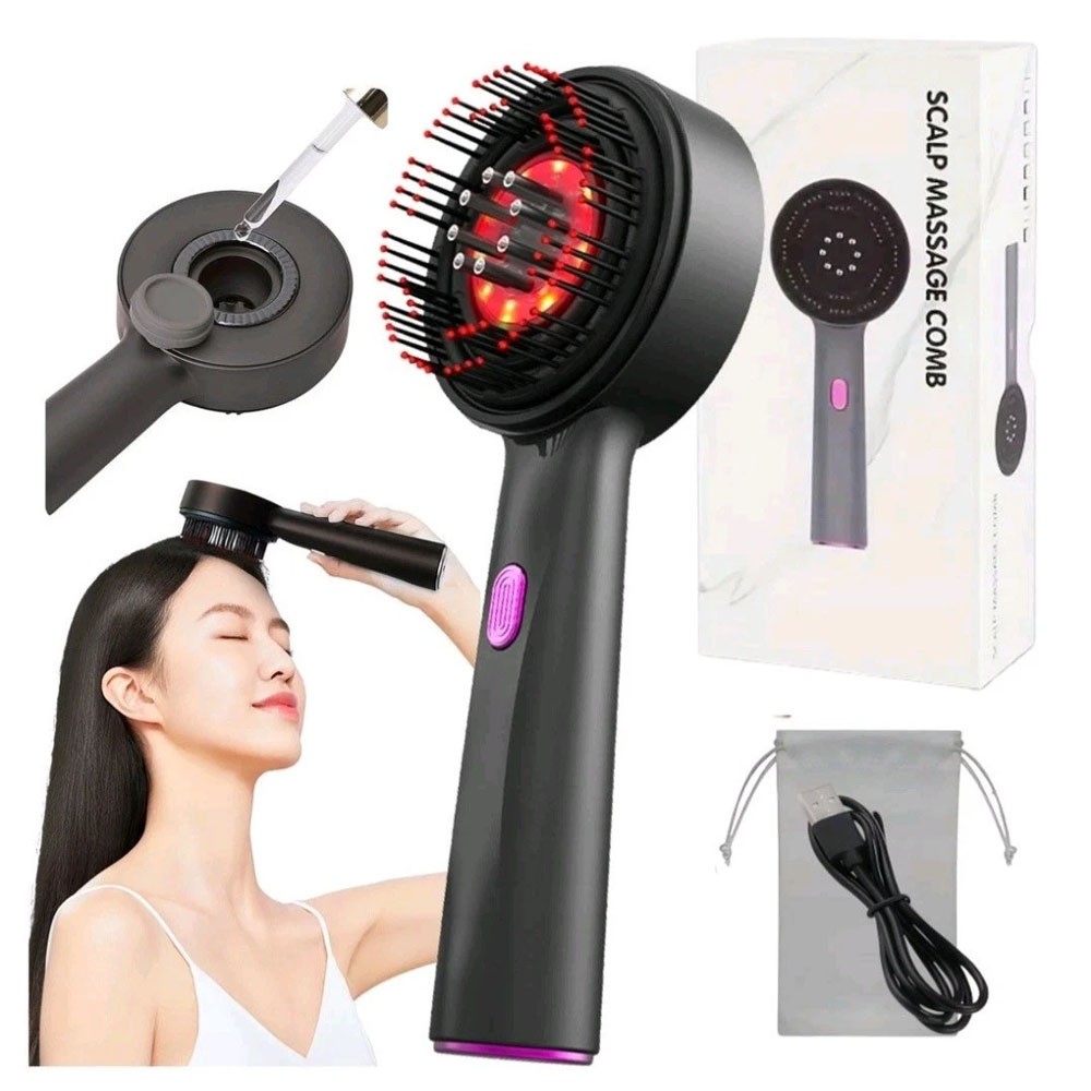 Electric Scalp Massager Comb Hair Growth Brush USB Red Light Therapy Vibrating
