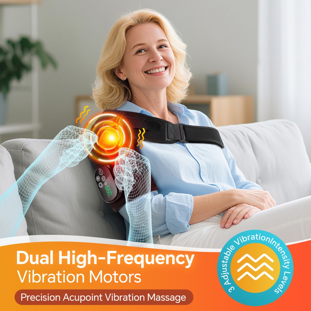 Portable Shoulder Heating Pad Heated Shoulder Wrap Vibration Massager Heated