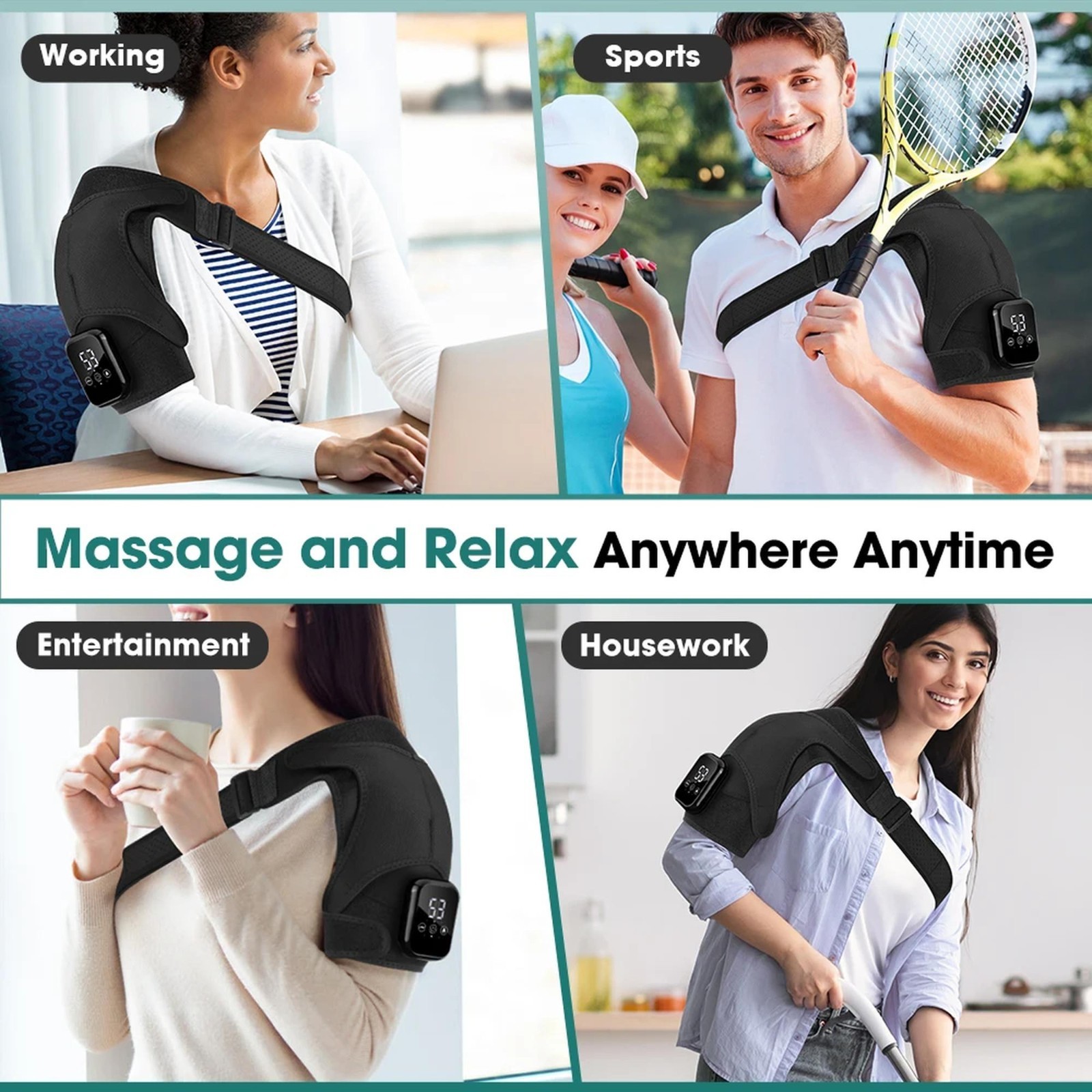 3-in-1 Heated Knee Shoulder Elbow Massager Wrap Vibration Support Brace