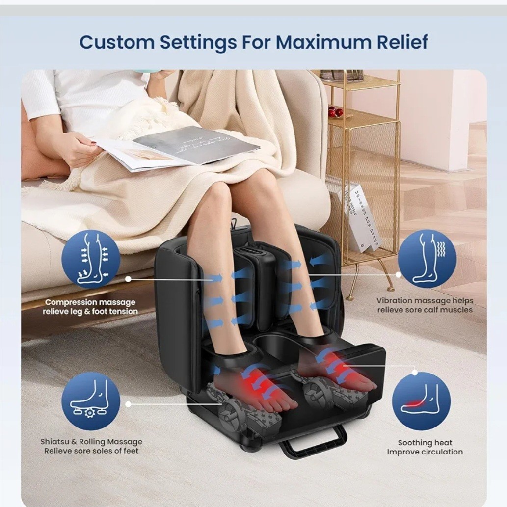 COMFIER 2 in 1 Foot Massager Machine Shiatsu Foot / Calf Massager Foot Rest Heat