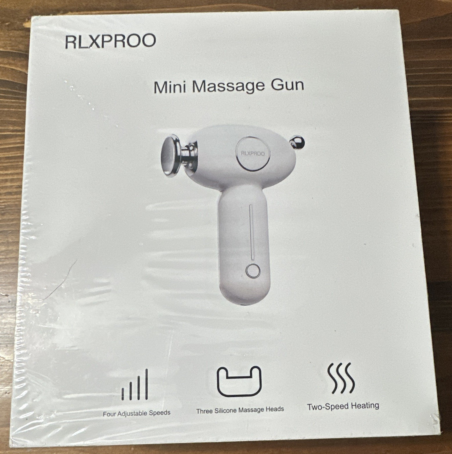 RLXPROO Heated Percussion Mini Massage Gun Handheld 3 Heads White DRS-8120D