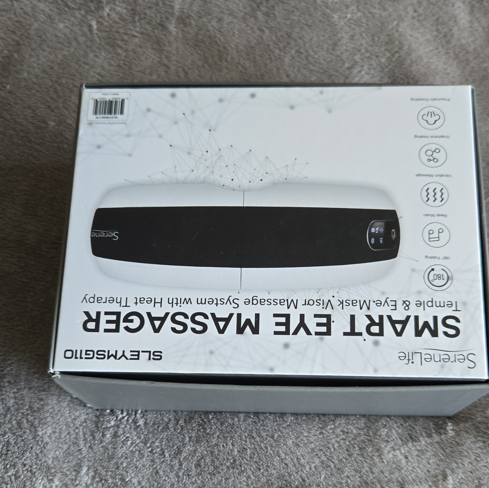 SereneLife Smart Eye Massager SLEYMSG110 Heat Therapy Bluetooth New Open Box