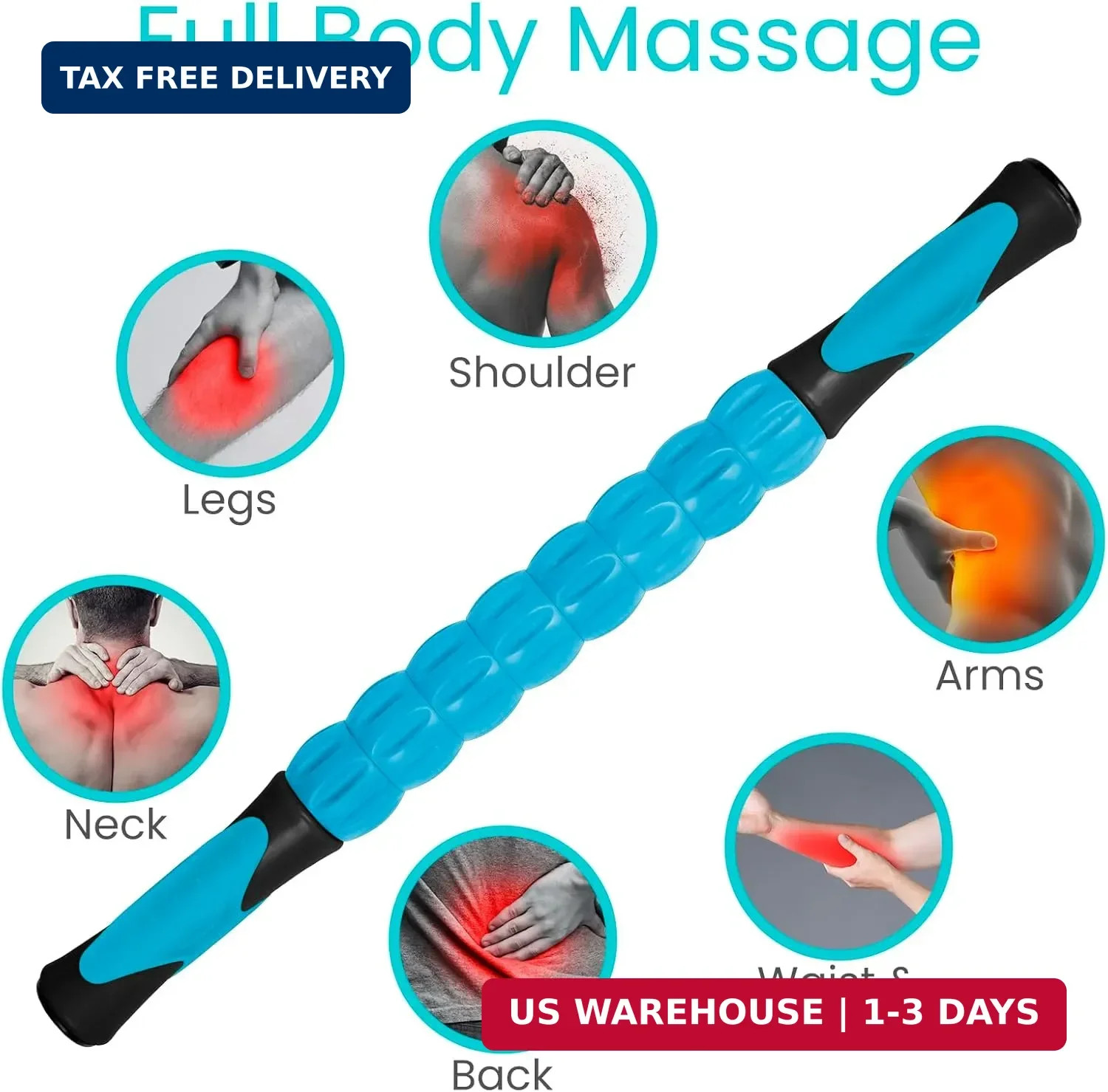 Vive Massage Stick Roller for Muscle, Back, Legs – Deep Tissue Body Fascia Massa