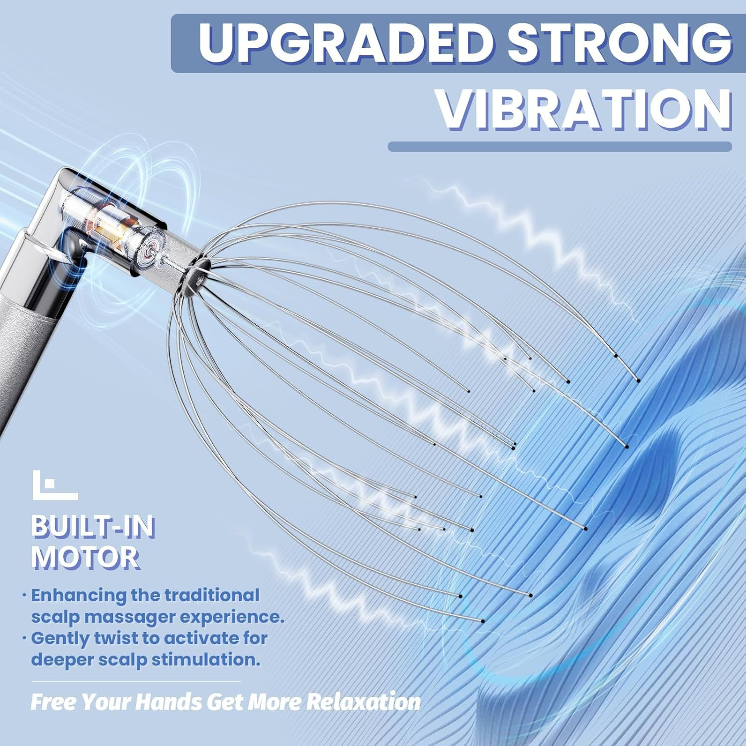 Head Massager Scalp, Vibrating Electric Scalp Massagers, Battery Powered Head Sc