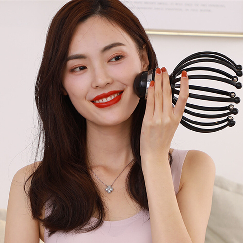 Black Electric Head Massager Neck Massage Scalp Relax Calm Stress Relief  3.7V