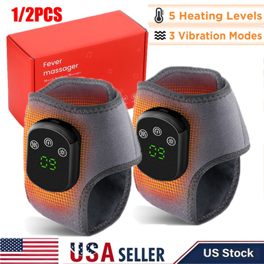 2x Electric Foot Ankle Massager Heating Vibration & Hot Compress Pain Relief