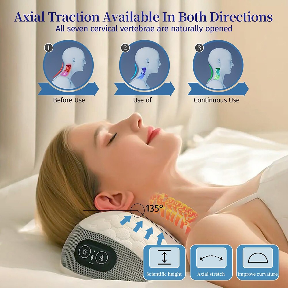 New Cervical Pillow for Neck Pain Relief with 3 Heat Levels & 3 Vibration Modes.