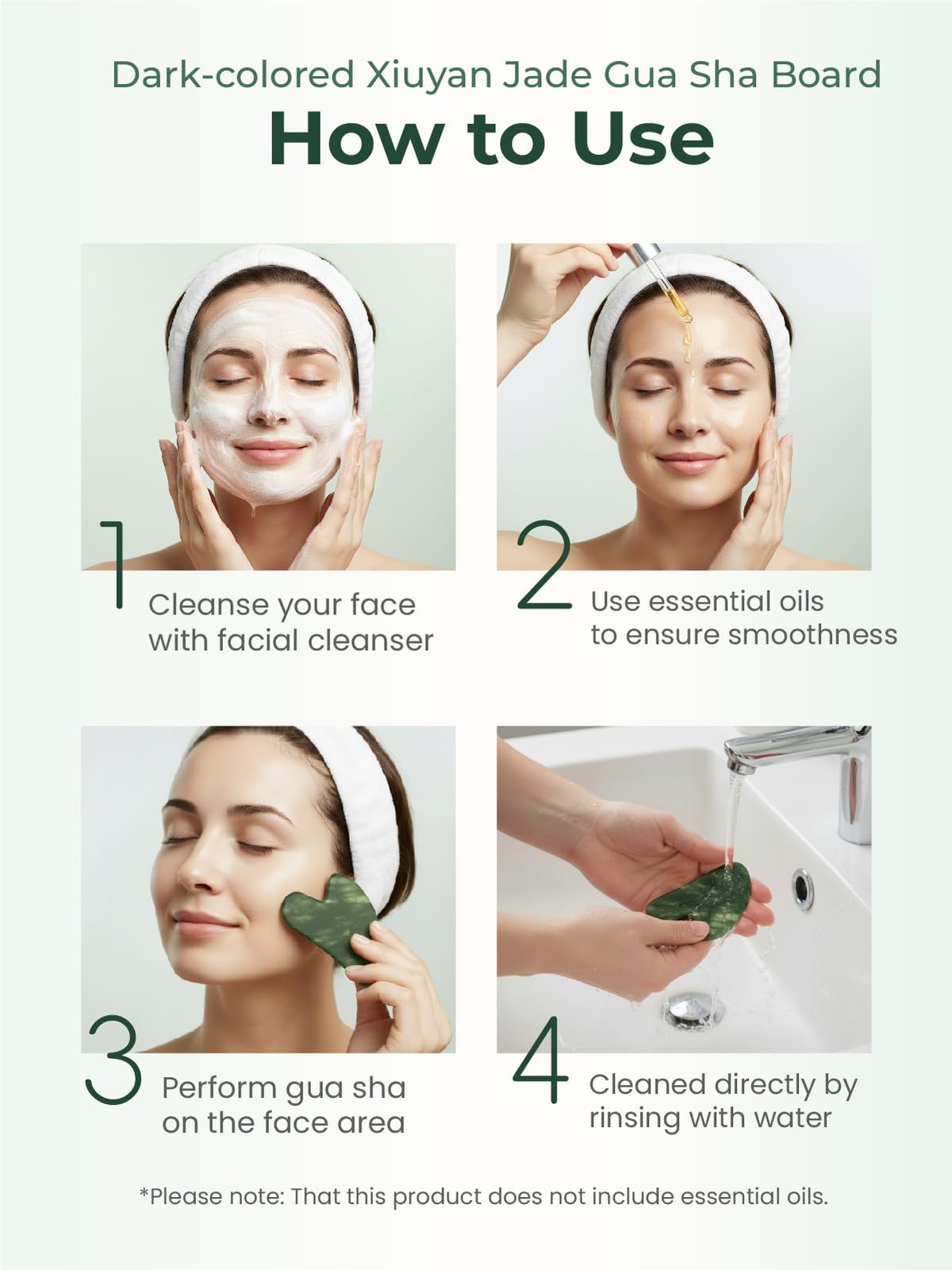 Gua Sha Facial Tools, Natural Jade Stone Guasha Tool for Face Acupuncture The…
