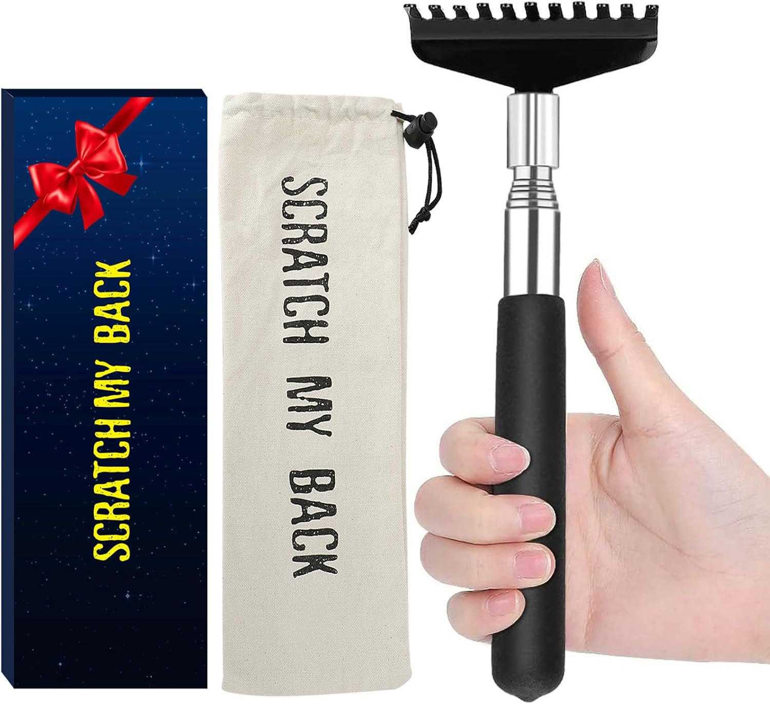 Telescoping Stainless Steel Back Scratcher Oversized Travel Gadget 31.5 Inch