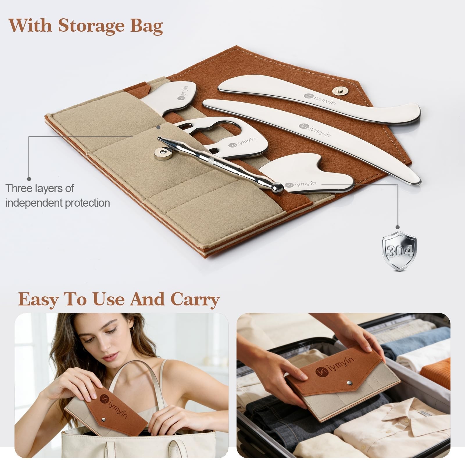6-in-1 Stainless Steel Muscle Scraper Tool Set for Myofascial Massage & Gua Sha