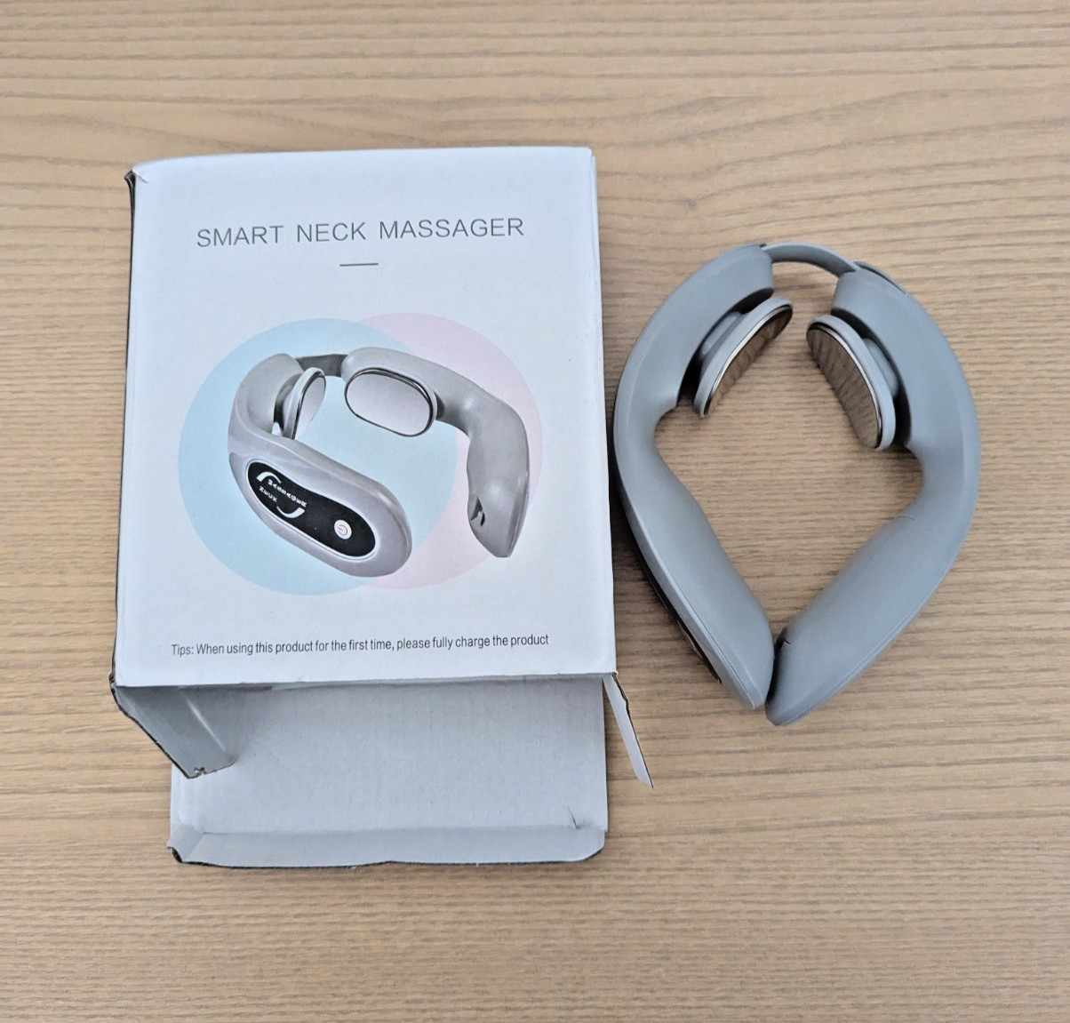 Smart Pulse Neck Massager Cordless White Gray Plastic Neck Device