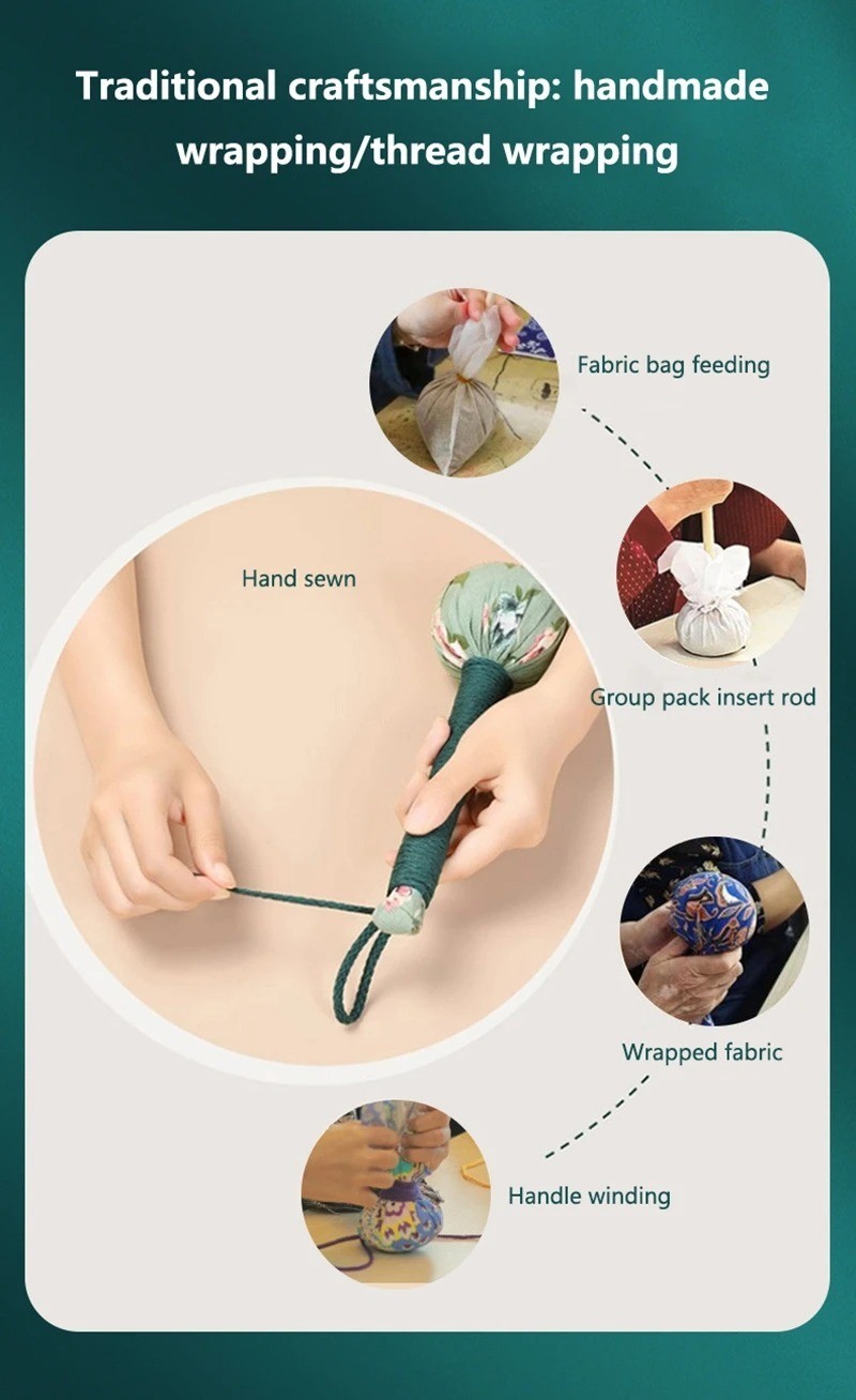 Long-Handled Wormwood Massage Hammer for Lymphatic Drainage – Manual Full Body