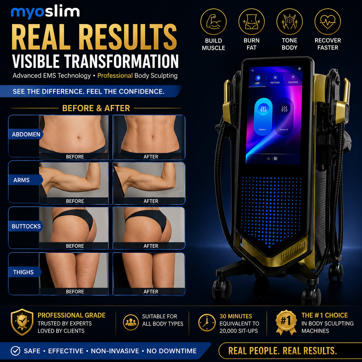 GENUINE MYOSLIM Body Sculpt Machine Professional Fitness Recovery System USA NEW