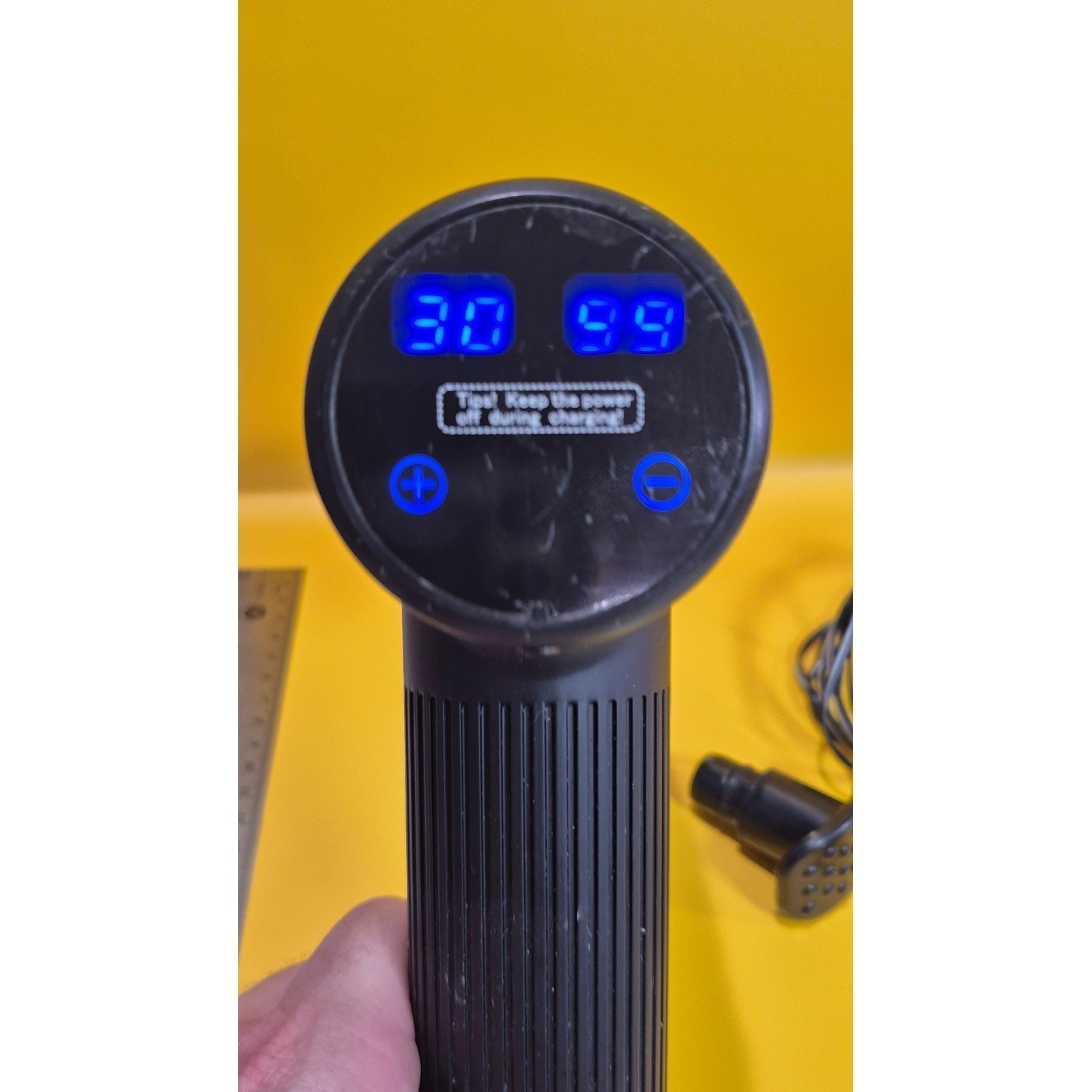 HOEE Percussion Digital Deep Tissue Massage Gun Black +3 Heads & Charger TESTED