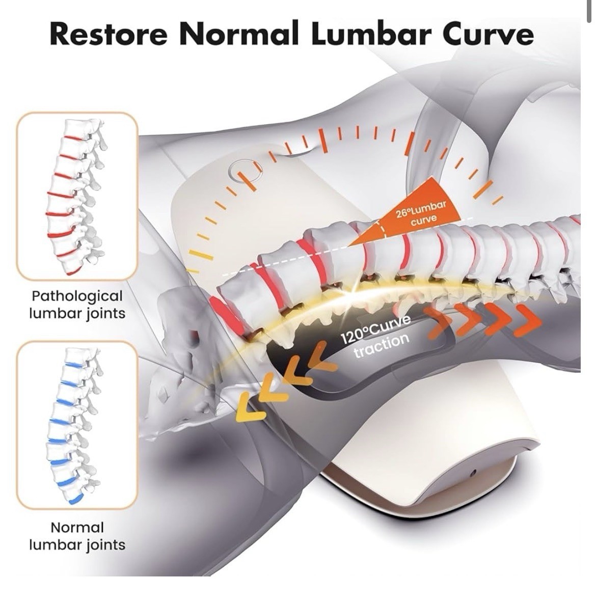 Artmory Heated Vibrating Back Waist Massager Lumbar Traction Corded Beige