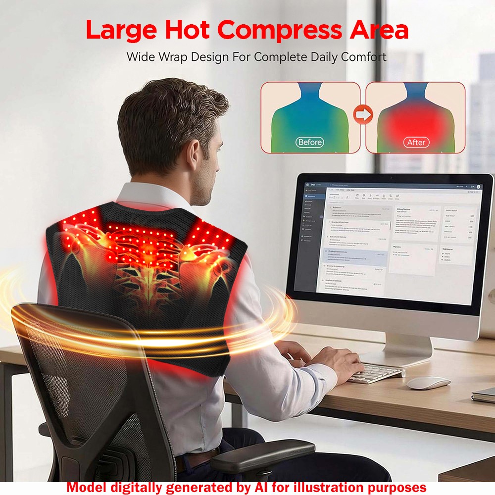 Near Infrared Red Light Therapy Shawl Device for Shoulder & Back Pain Relief US