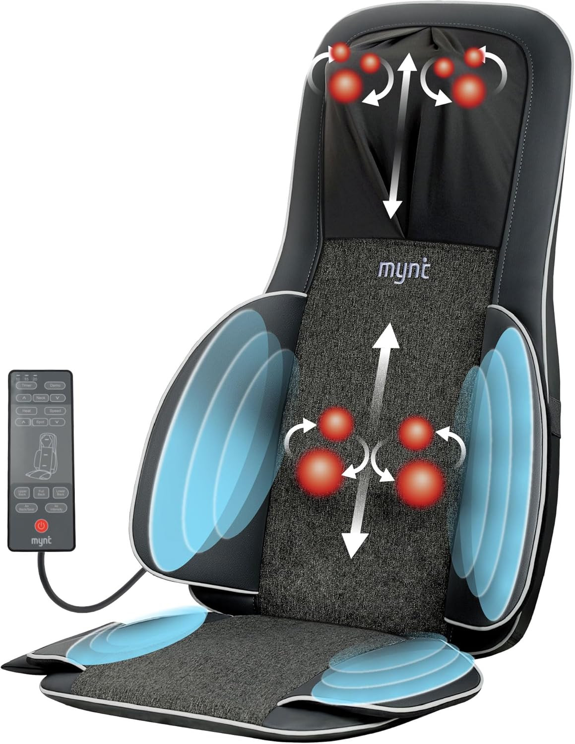 FSA Eligible HSA Approved Shiatsu Neck and Back Massager for Chair with 10 Deep