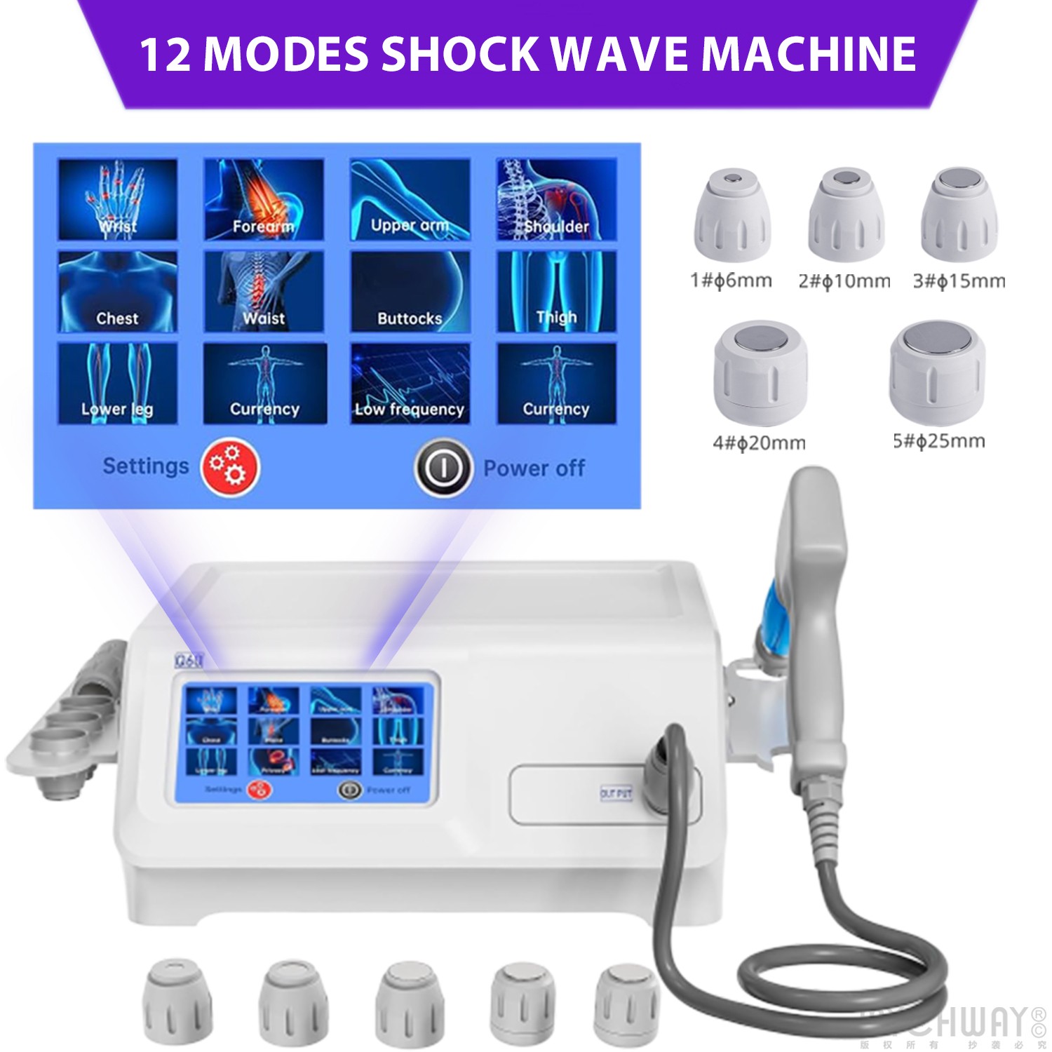 Kalecope 8/10 Bar ESWT ED Pneumatic Shockwave Therapy Machine for Pain Relief US