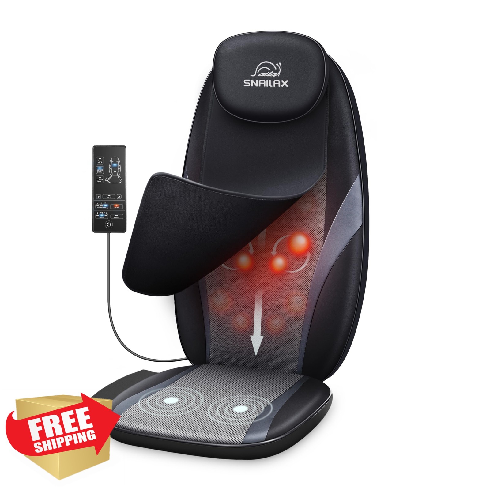 Snailax Neck Back Massager Heat Black Gray
