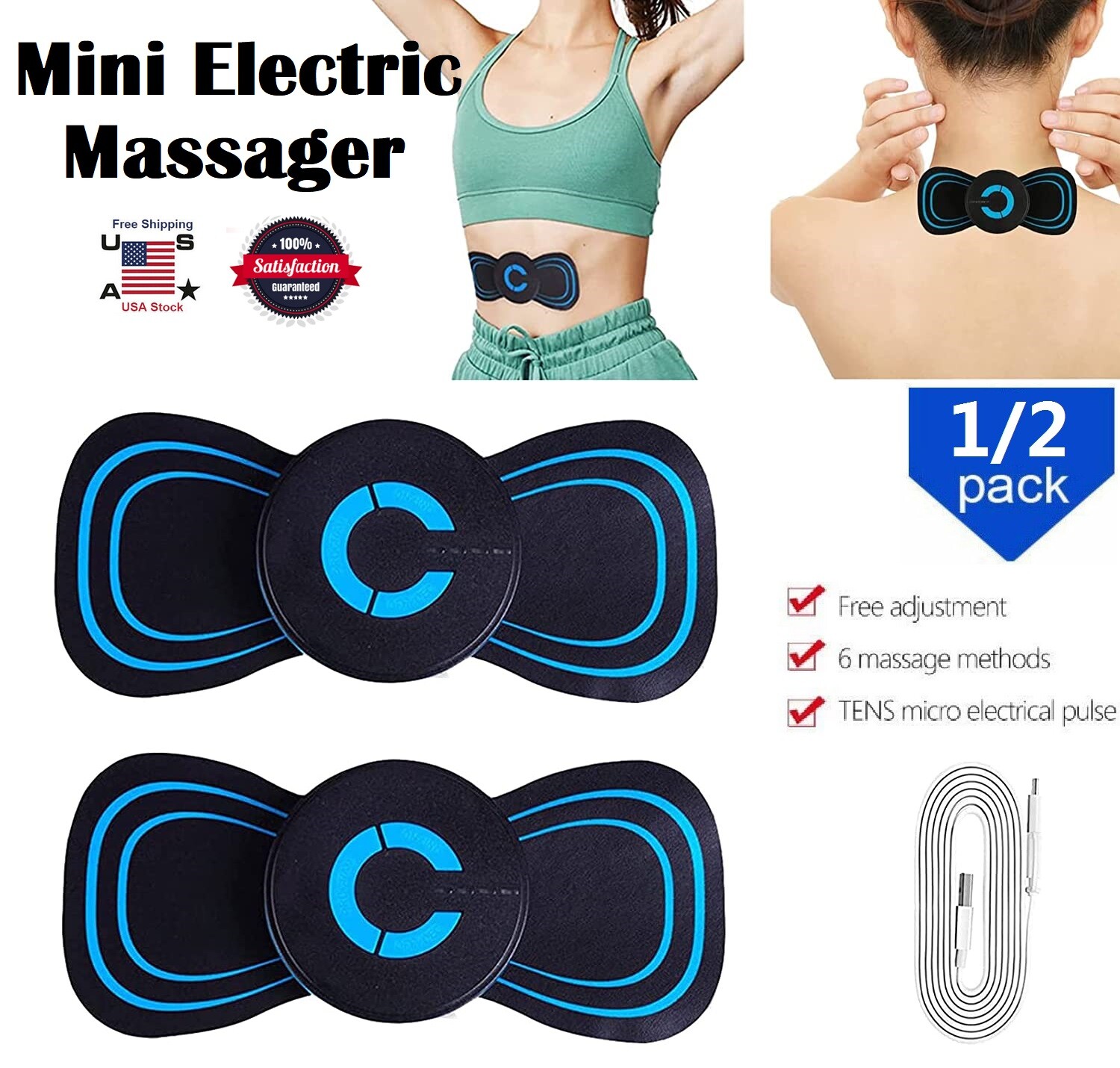 Portable EMS Mini Electric Neck Back Massager Cervical Massage Patch Stimulator